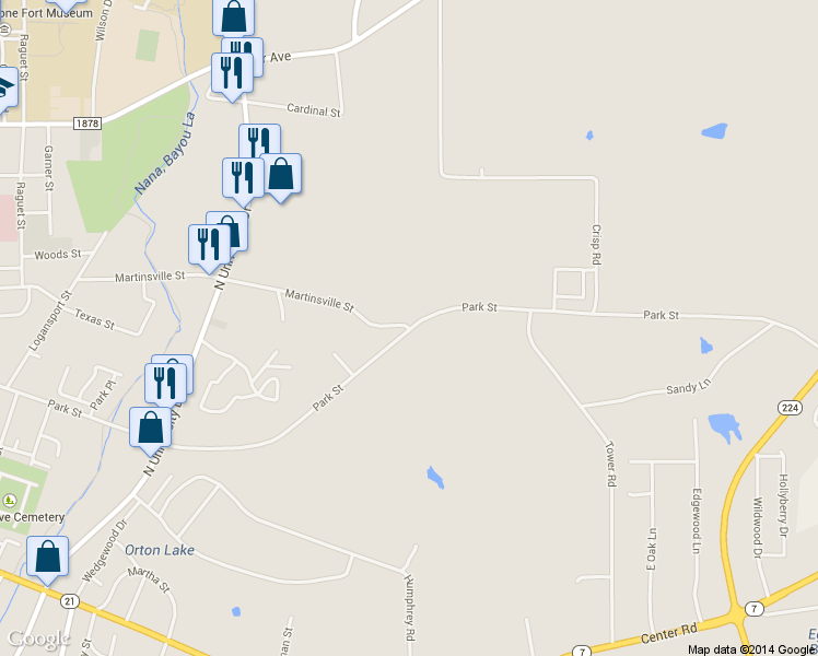 map of restaurants, bars, coffee shops, grocery stores, and more near 1683 Martinsville Street in Nacogdoches