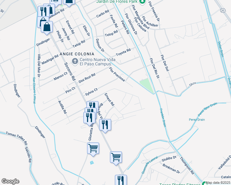 map of restaurants, bars, coffee shops, grocery stores, and more near 6773 Wagon Wheel Circle in Clint