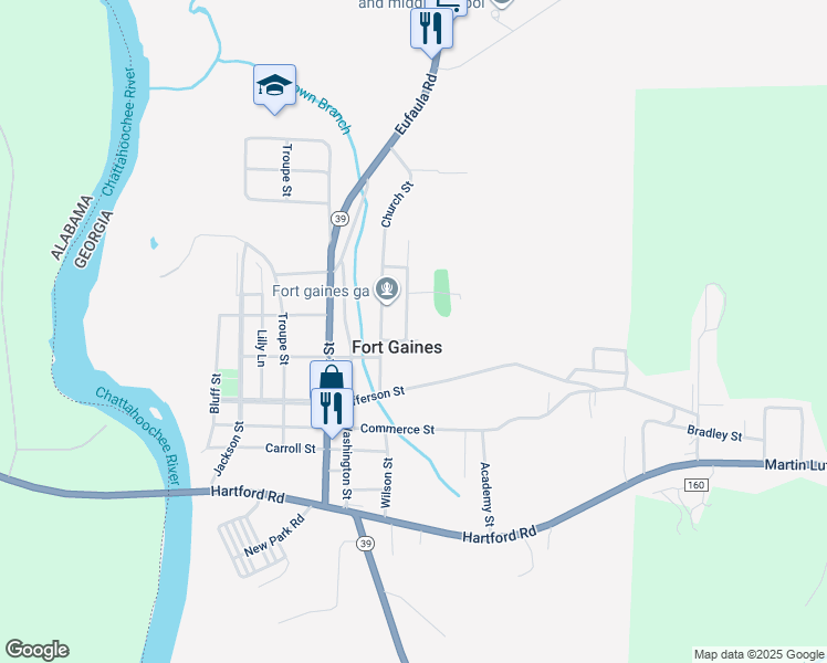 map of restaurants, bars, coffee shops, grocery stores, and more near in Fort Gaines