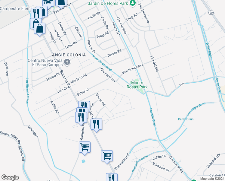 map of restaurants, bars, coffee shops, grocery stores, and more near 6773 Wagon Wheel Circle in Clint
