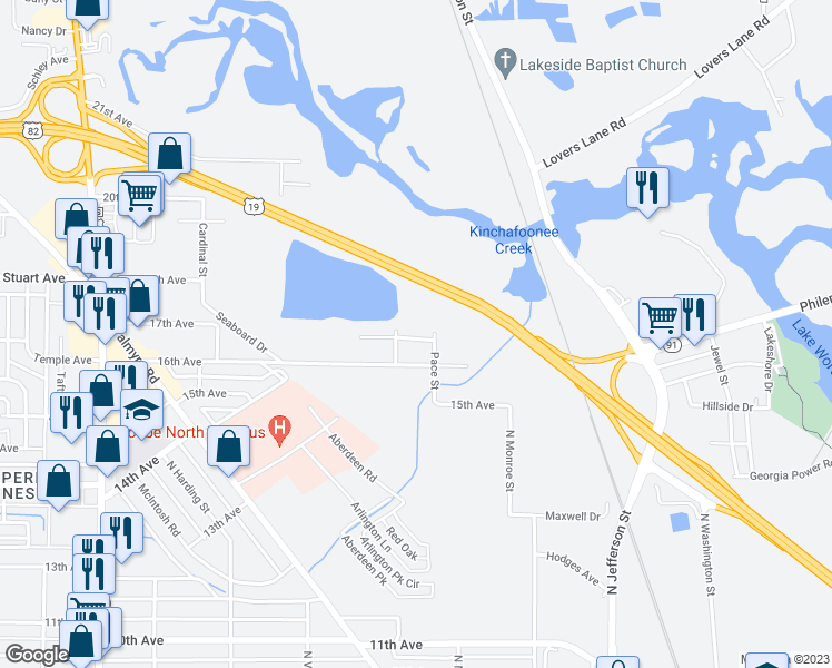 map of restaurants, bars, coffee shops, grocery stores, and more near 602 17th Avenue in Albany