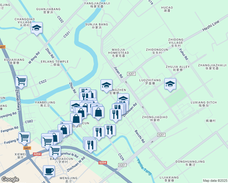 map of restaurants, bars, coffee shops, grocery stores, and more near in Suzhou