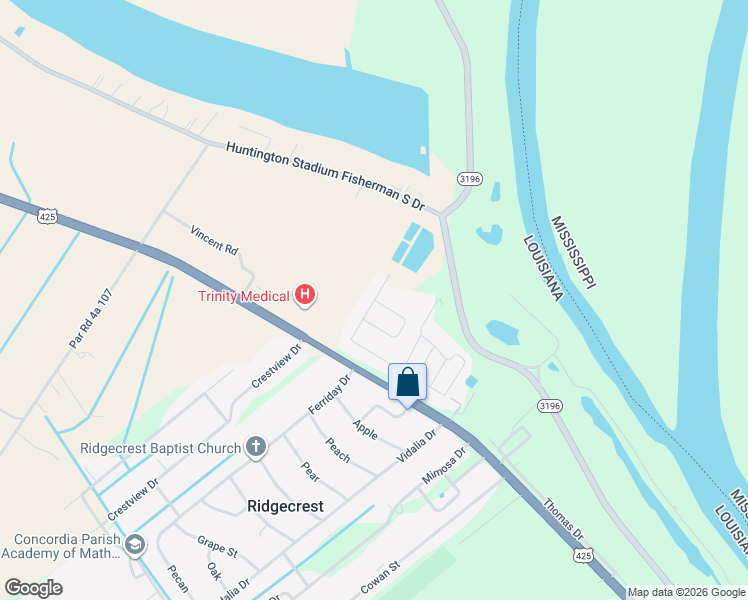 map of restaurants, bars, coffee shops, grocery stores, and more near 199 Maple Bend Circle in Ferriday