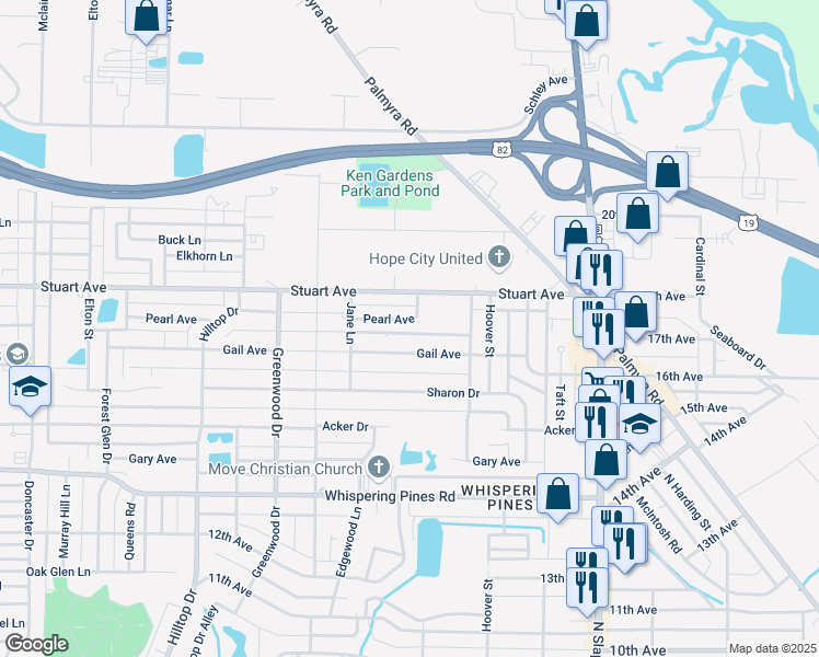 map of restaurants, bars, coffee shops, grocery stores, and more near 1404 Pearl Avenue in Albany