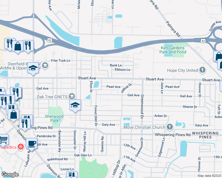 map of restaurants, bars, coffee shops, grocery stores, and more near 2017 Pearl Avenue in Albany