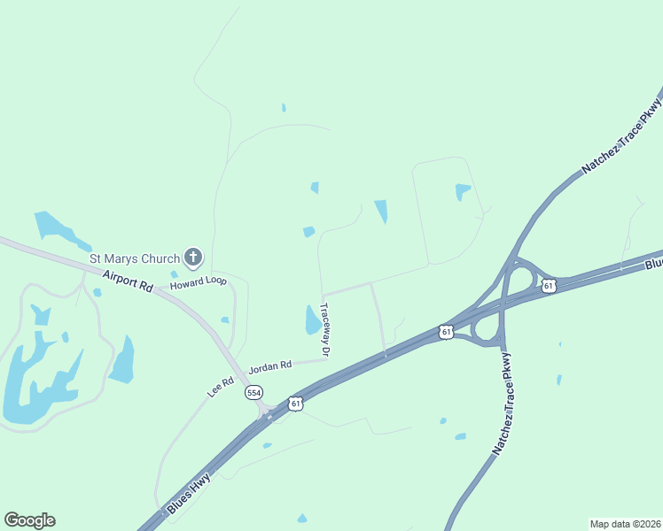 map of restaurants, bars, coffee shops, grocery stores, and more near 108 Traceway Drive in Natchez