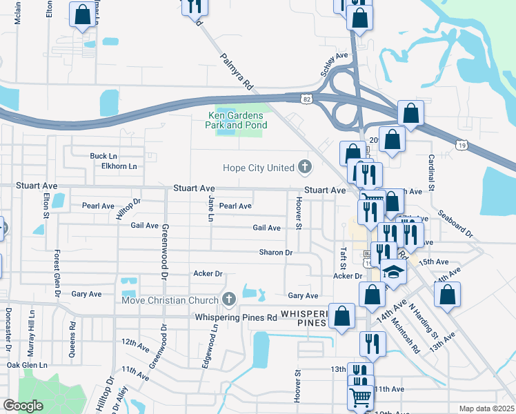 map of restaurants, bars, coffee shops, grocery stores, and more near 1404 Pearl Avenue in Albany
