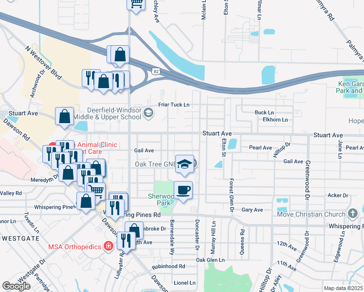 map of restaurants, bars, coffee shops, grocery stores, and more near 2211 Gail Ave in Albany