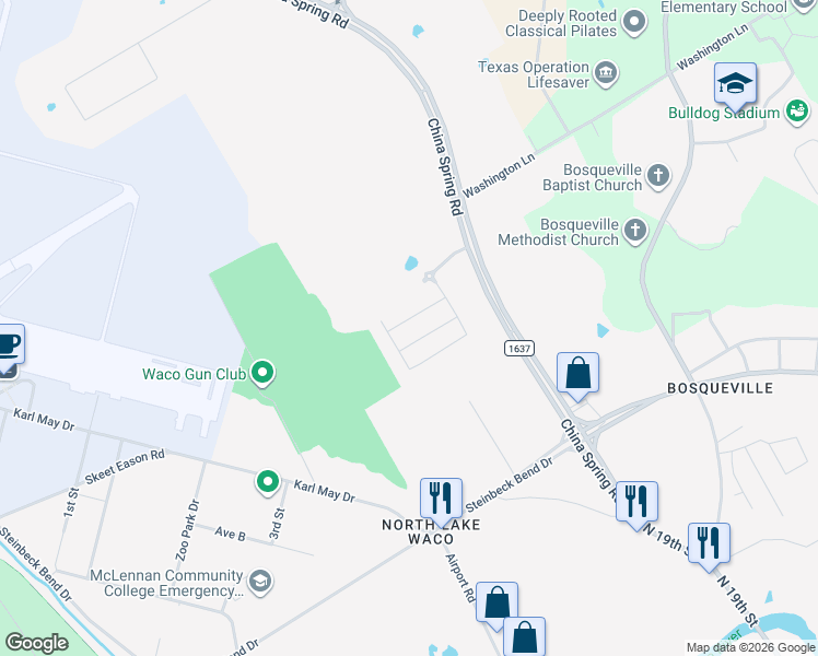 map of restaurants, bars, coffee shops, grocery stores, and more near 2024 Red Sage Dr in Waco