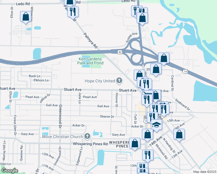 map of restaurants, bars, coffee shops, grocery stores, and more near 1403 Stuart Avenue in Albany