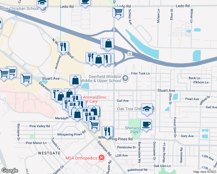 map of restaurants, bars, coffee shops, grocery stores, and more near 2507 Redwood Court in Albany