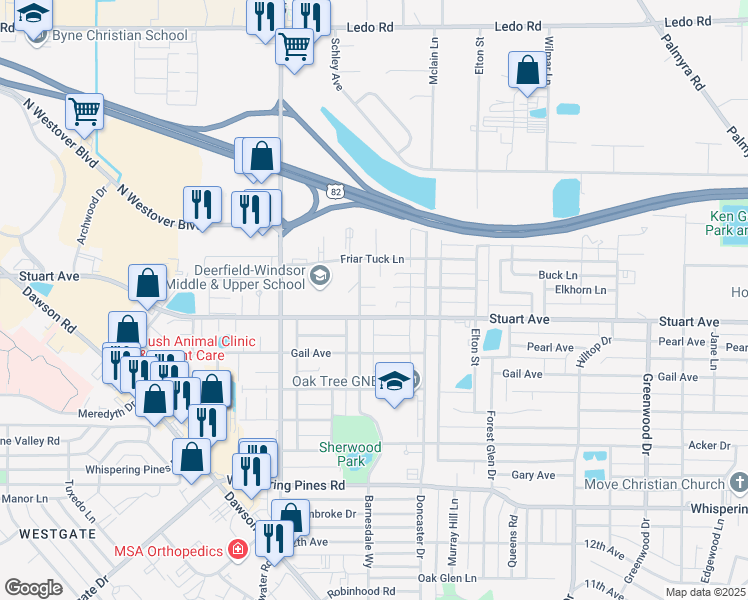 map of restaurants, bars, coffee shops, grocery stores, and more near 2215 Stuart Avenue in Albany