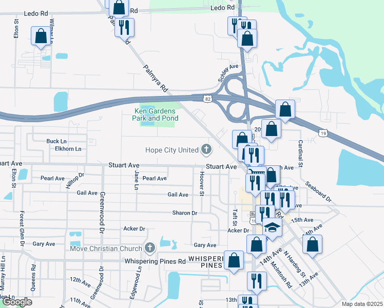 map of restaurants, bars, coffee shops, grocery stores, and more near 1403 Stuart Avenue in Albany