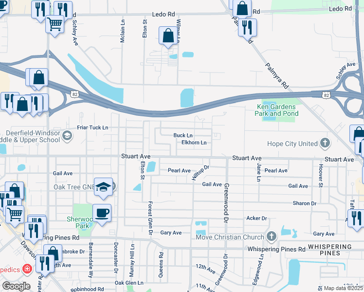 map of restaurants, bars, coffee shops, grocery stores, and more near 1914 Elkhorn Lane in Albany