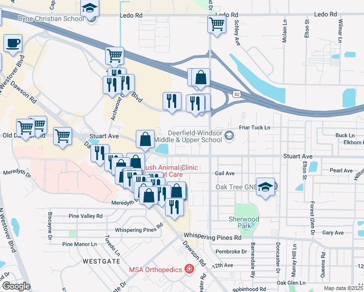 map of restaurants, bars, coffee shops, grocery stores, and more near 2504-2508 Canterbury Court in Albany