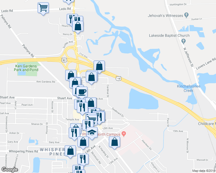 map of restaurants, bars, coffee shops, grocery stores, and more near 2600 Cardinal Street in Albany