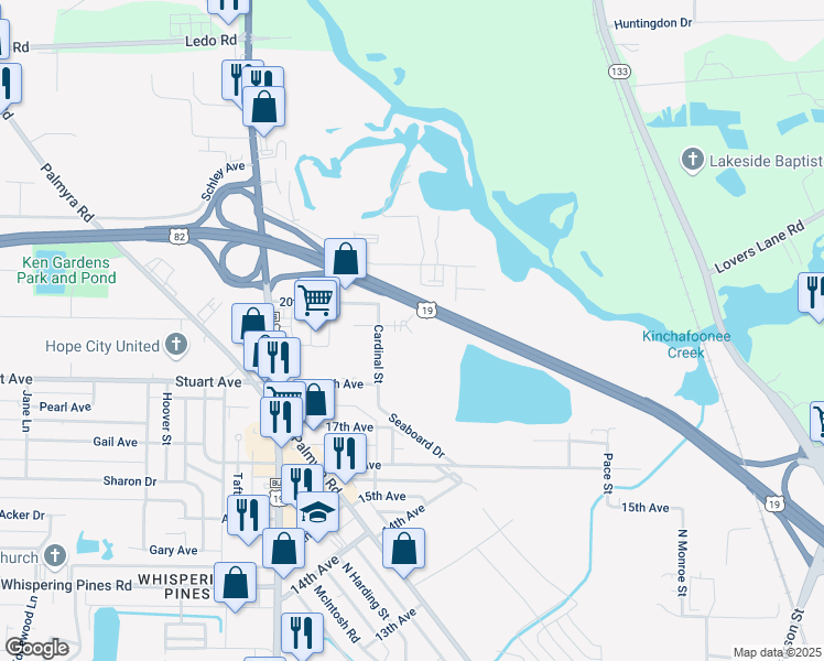 map of restaurants, bars, coffee shops, grocery stores, and more near 805 cardinal grove court in Albany