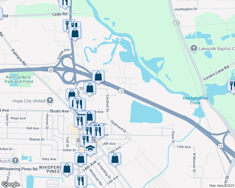map of restaurants, bars, coffee shops, grocery stores, and more near 805 cardinal grove court in Albany