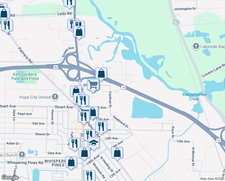 map of restaurants, bars, coffee shops, grocery stores, and more near 805 cardinal grove court in Albany
