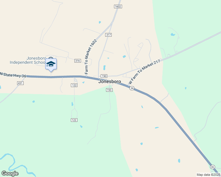 map of restaurants, bars, coffee shops, grocery stores, and more near 105 County Road 193 in Jonesboro