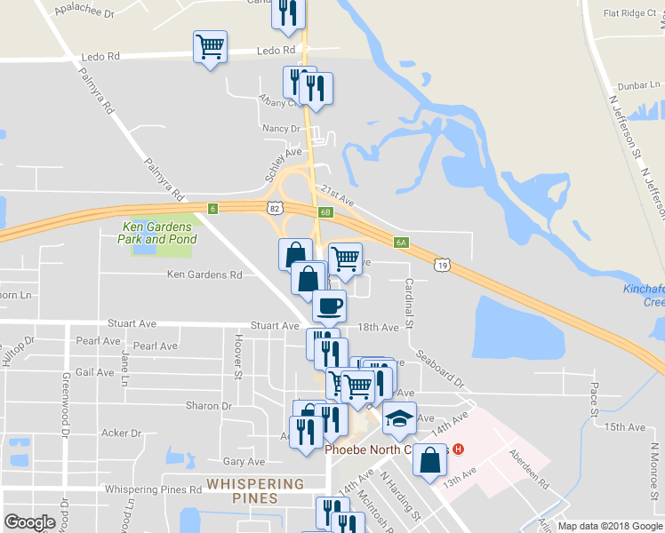 map of restaurants, bars, coffee shops, grocery stores, and more near 2590 20th Avenue in Albany