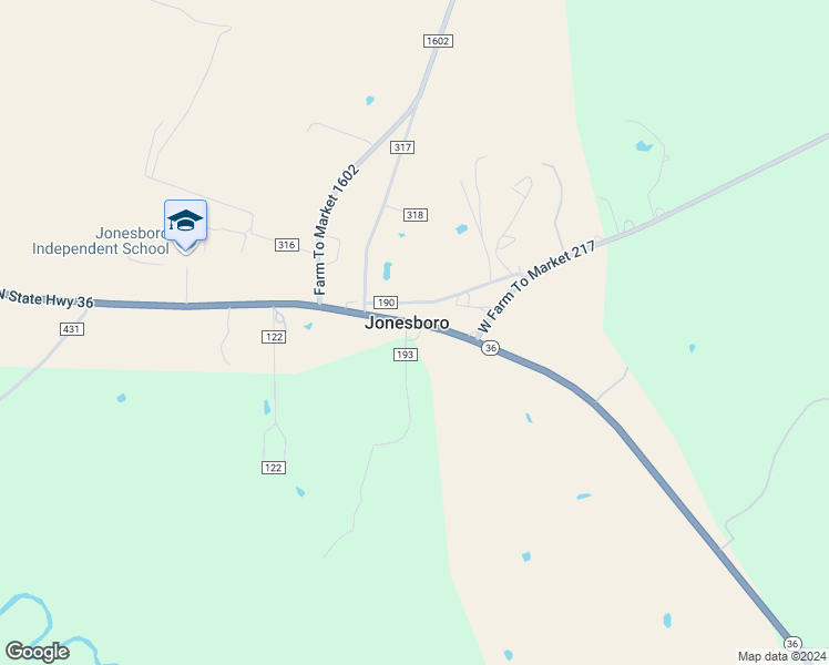 map of restaurants, bars, coffee shops, grocery stores, and more near 105 County Road 193 in Jonesboro