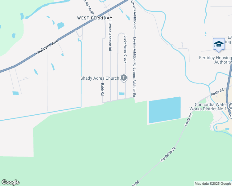 map of restaurants, bars, coffee shops, grocery stores, and more near 233 Shady Acres Creek in Ferriday