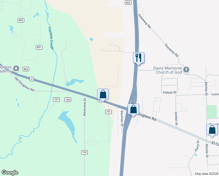 map of restaurants, bars, coffee shops, grocery stores, and more near 547 County Road 820 in Nacogdoches