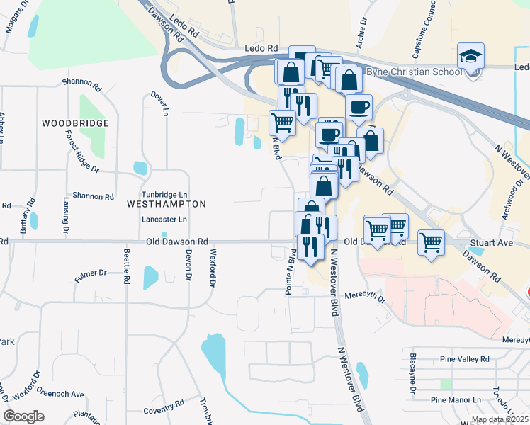 map of restaurants, bars, coffee shops, grocery stores, and more near 2613 Colonial Drive in Albany