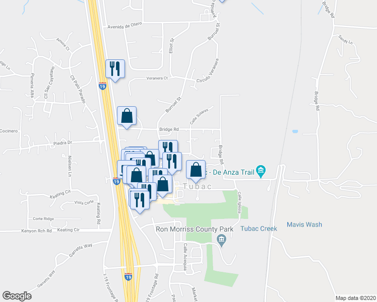 map of restaurants, bars, coffee shops, grocery stores, and more near 12 Calle Solares in Tubac