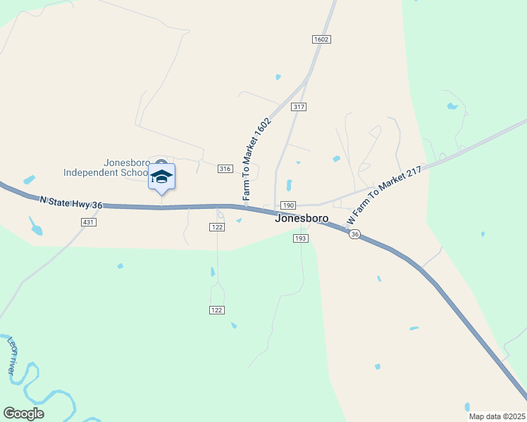 map of restaurants, bars, coffee shops, grocery stores, and more near 11638 Texas 36 in Jonesboro