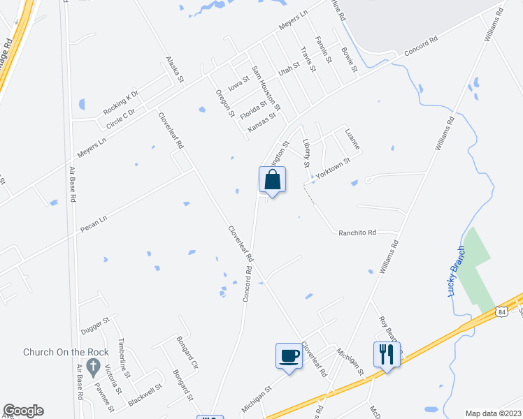 map of restaurants, bars, coffee shops, grocery stores, and more near 4600 Lexington Street in Waco