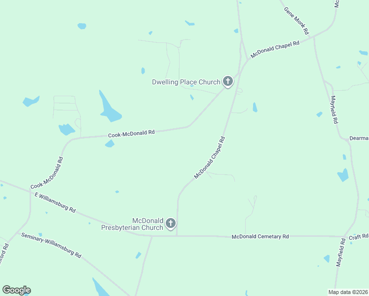 map of restaurants, bars, coffee shops, grocery stores, and more near 136 Cook-McDonald Road in Collins