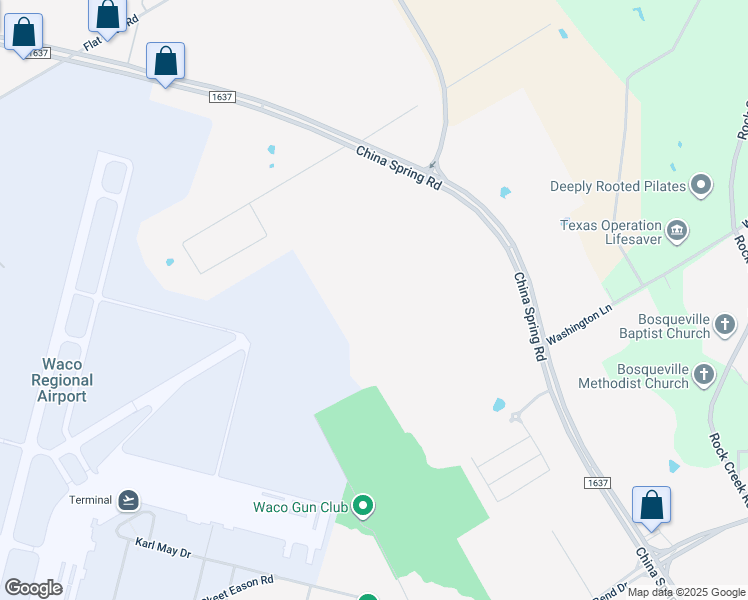 map of restaurants, bars, coffee shops, grocery stores, and more near 7700 China Spring Road in Waco