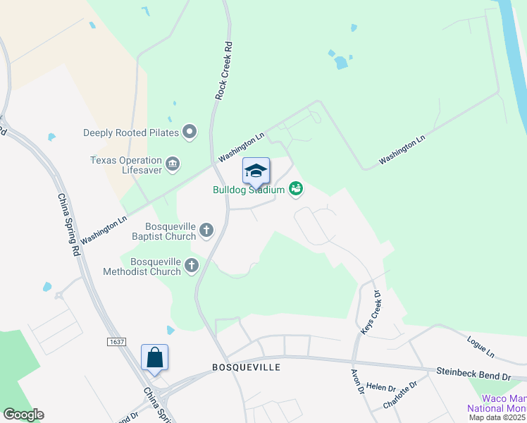 map of restaurants, bars, coffee shops, grocery stores, and more near 191 Haskell Road in Waco