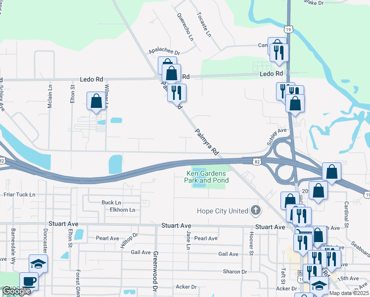 map of restaurants, bars, coffee shops, grocery stores, and more near 1500-1698 Schley Avenue in Albany
