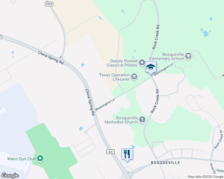 map of restaurants, bars, coffee shops, grocery stores, and more near 323 Washington Ln in Waco