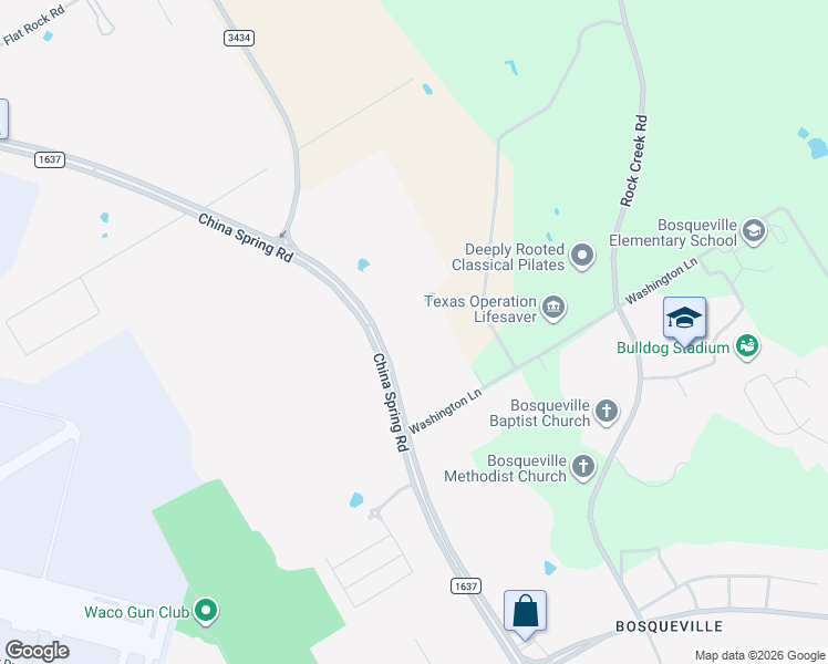 map of restaurants, bars, coffee shops, grocery stores, and more near 7919 China Spring Road in Waco