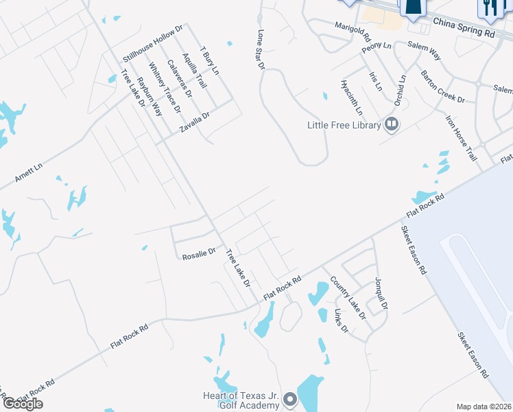 map of restaurants, bars, coffee shops, grocery stores, and more near 5329 Copper Mountain in Waco