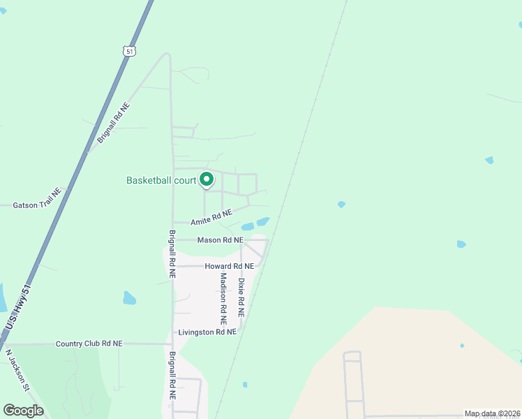 map of restaurants, bars, coffee shops, grocery stores, and more near 1-99 Amite Road Northeast in Brookhaven