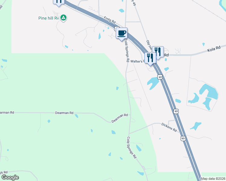 map of restaurants, bars, coffee shops, grocery stores, and more near 1019 Cold Springs Road in Collins