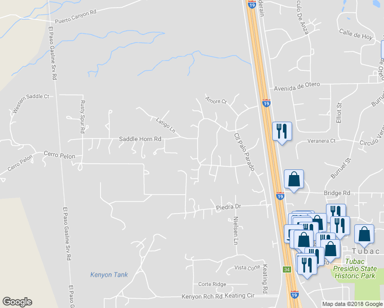 map of restaurants, bars, coffee shops, grocery stores, and more near 24 Círculo Primeria Alta in Tubac