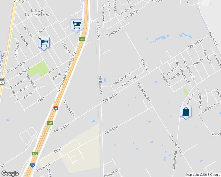 map of restaurants, bars, coffee shops, grocery stores, and more near 1704 Bronco in Waco