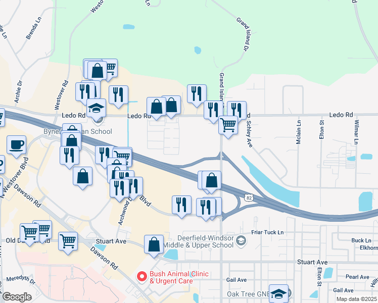 map of restaurants, bars, coffee shops, grocery stores, and more near 2813 Nottingham Way in Albany