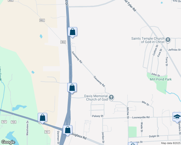 map of restaurants, bars, coffee shops, grocery stores, and more near 2007 Gasaway Road in Nacogdoches