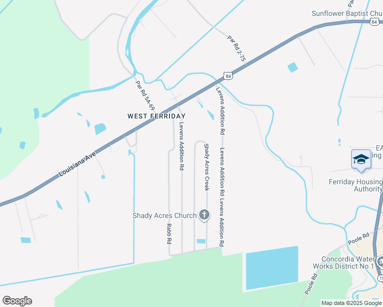 map of restaurants, bars, coffee shops, grocery stores, and more near 233-527 Shady Acres Creek in Ferriday