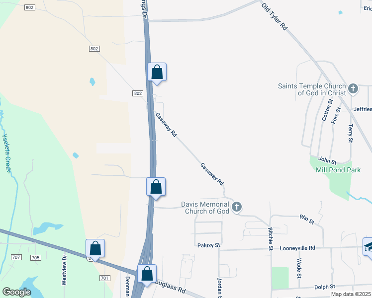 map of restaurants, bars, coffee shops, grocery stores, and more near 703 Virginia Avenue in Nacogdoches