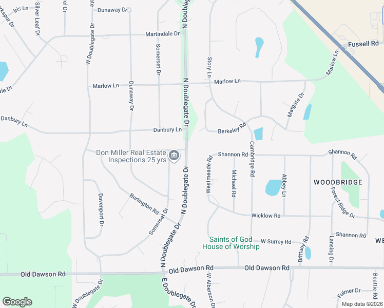 map of restaurants, bars, coffee shops, grocery stores, and more near 2810 North Doublegate Drive in Albany