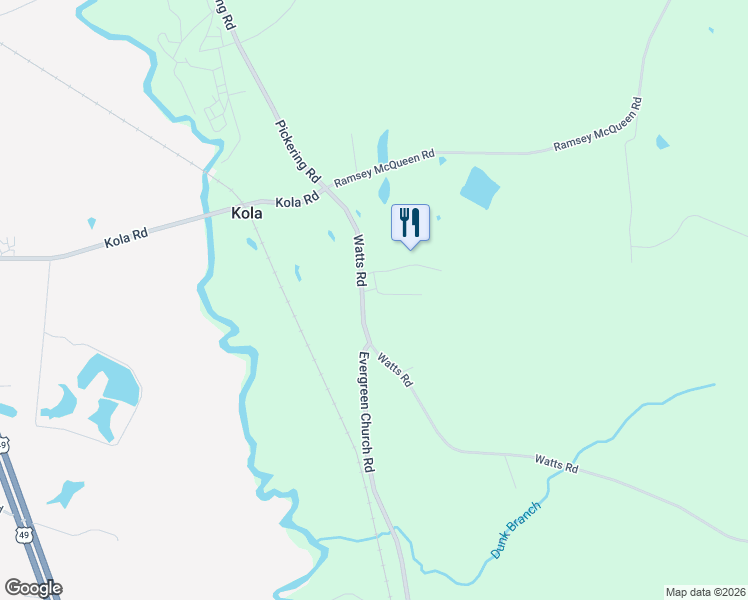 map of restaurants, bars, coffee shops, grocery stores, and more near 28 Watts Road in Seminary