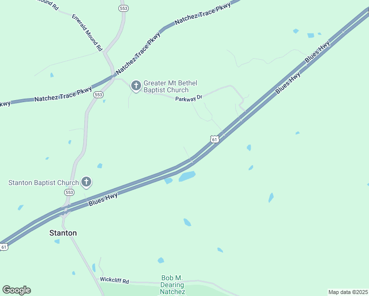 map of restaurants, bars, coffee shops, grocery stores, and more near 11 Roosevelt Drive in Natchez